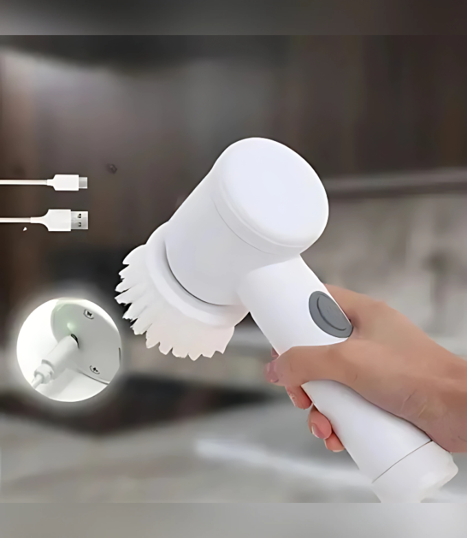 🌀 Escova Elétrica Multiuso 5 em 1 – Rotação 360º para uma Limpeza Sem Esforço!