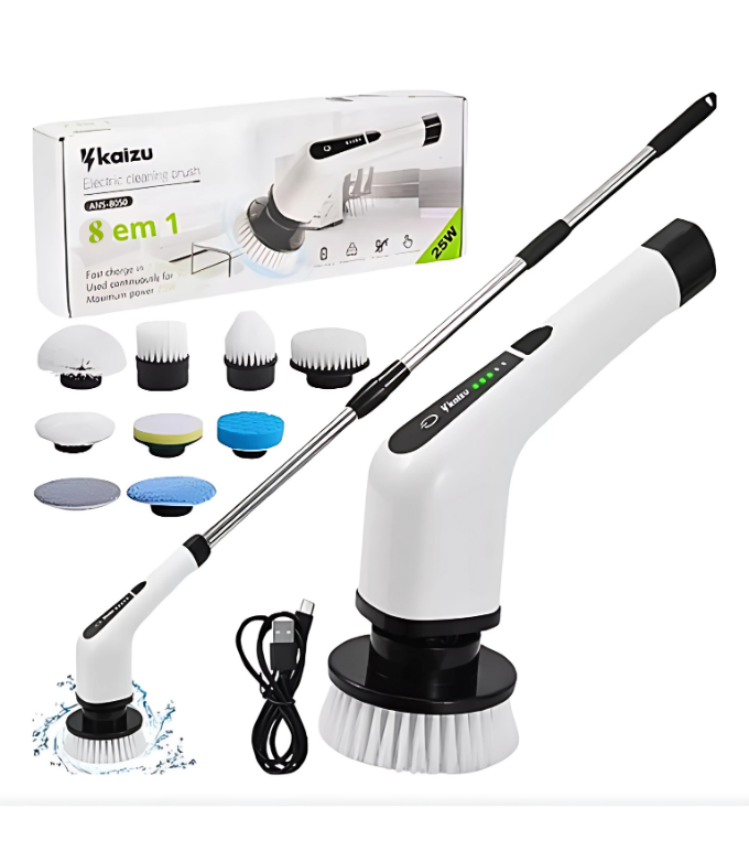 Escovão Elétrico De Limpeza Giratório 360 Escova Mop Premium 8 em 1