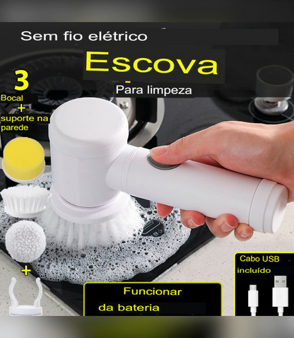 🌀 Escova Elétrica Multiuso 5 em 1 – Rotação 360º para uma Limpeza Sem Esforço!
